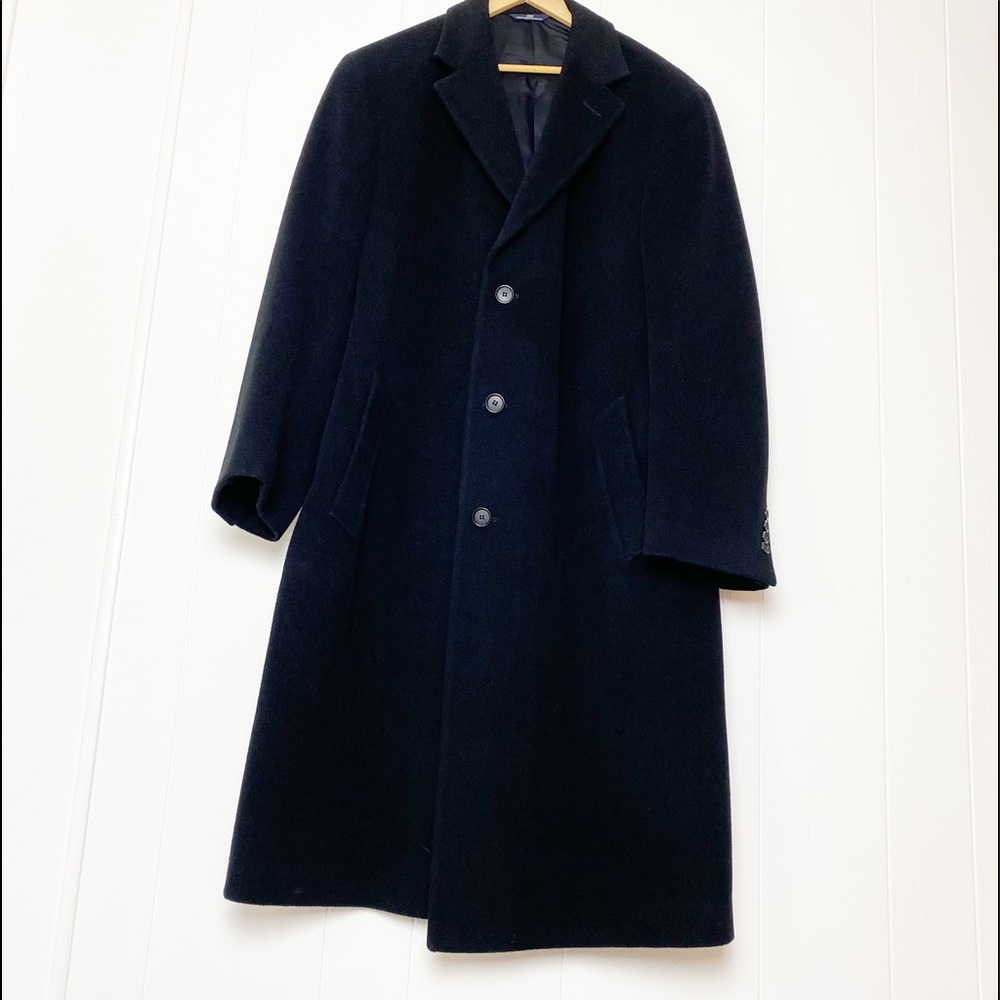 Brooks Brothers Cashmere Wool Black 3 Button Overcoat Men’s Size L/XL